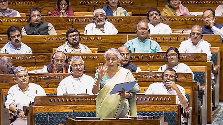 <div class="paragraphs"><p>Union Finance Minister Nirmala Sitharaman speaks in the Lok Sabha during the Monsoon session of Parliament, in New Delhi, Wednesday, Aug. 7, 2024.</p></div>